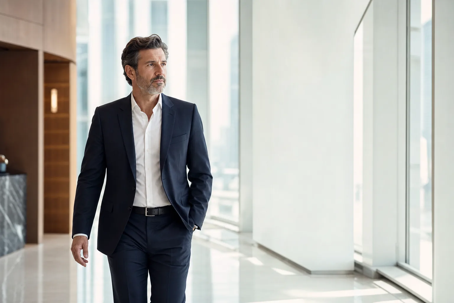 A senior COO reviewing the work in a calm Toronto boardroom